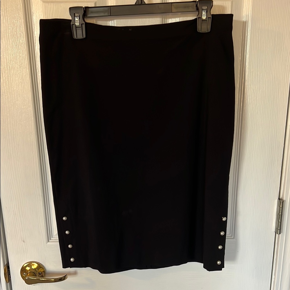 Elegant Black Skirt with Button Accents